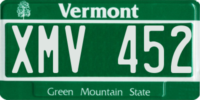 VT license plate XMV452