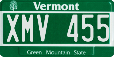 VT license plate XMV455