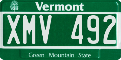 VT license plate XMV492