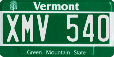 VT license plate XMV540