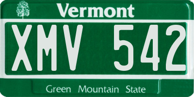 VT license plate XMV542