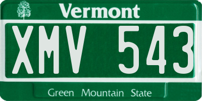 VT license plate XMV543