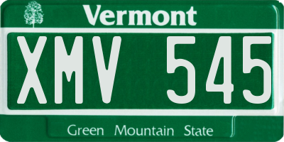 VT license plate XMV545