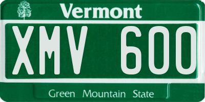 VT license plate XMV600