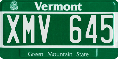 VT license plate XMV645