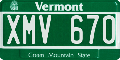 VT license plate XMV670