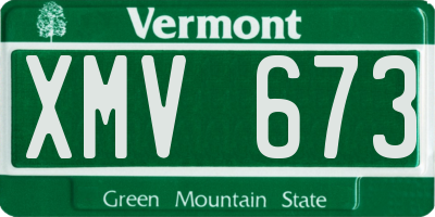 VT license plate XMV673