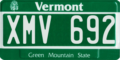 VT license plate XMV692