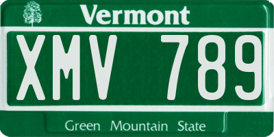 VT license plate XMV789