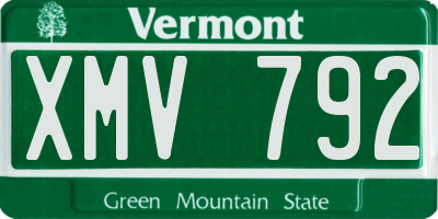 VT license plate XMV792