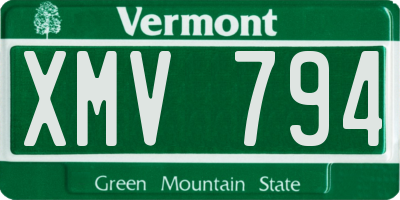 VT license plate XMV794