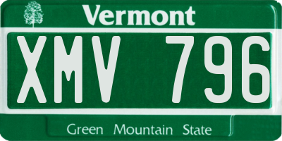 VT license plate XMV796