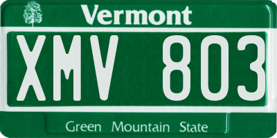 VT license plate XMV803