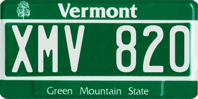 VT license plate XMV820