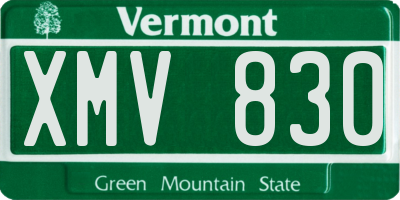 VT license plate XMV830