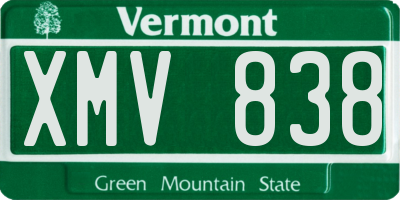 VT license plate XMV838