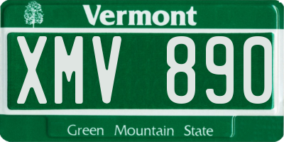 VT license plate XMV890
