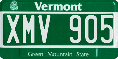 VT license plate XMV905