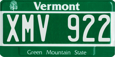 VT license plate XMV922