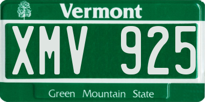 VT license plate XMV925