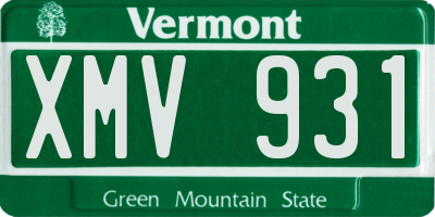VT license plate XMV931