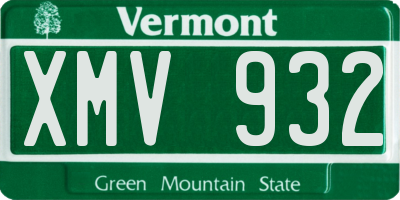VT license plate XMV932