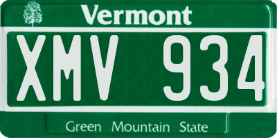 VT license plate XMV934