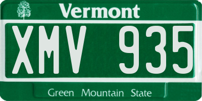 VT license plate XMV935