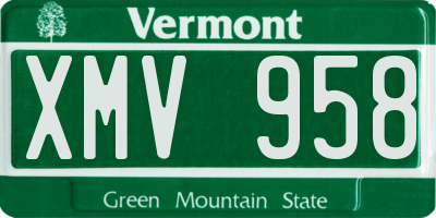 VT license plate XMV958