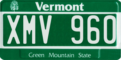 VT license plate XMV960