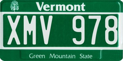 VT license plate XMV978