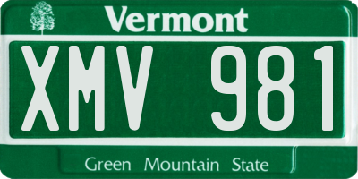 VT license plate XMV981