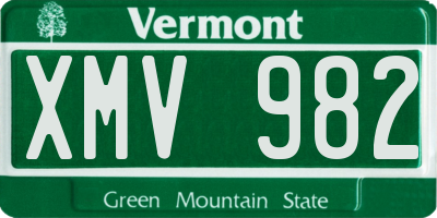 VT license plate XMV982