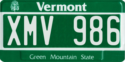 VT license plate XMV986