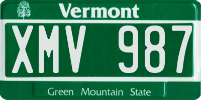 VT license plate XMV987