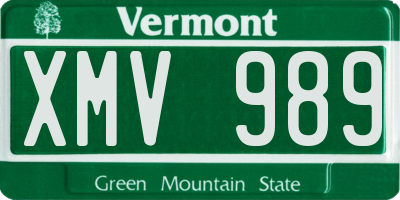 VT license plate XMV989