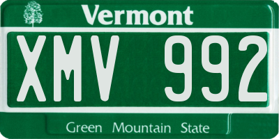 VT license plate XMV992