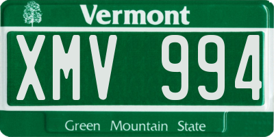 VT license plate XMV994