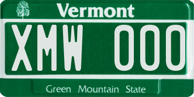 VT license plate XMW000