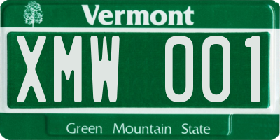VT license plate XMW001