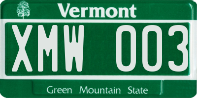 VT license plate XMW003