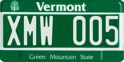 VT license plate XMW005