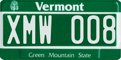 VT license plate XMW008