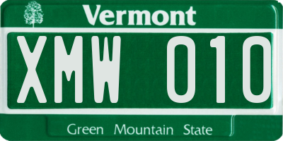 VT license plate XMW010