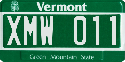 VT license plate XMW011