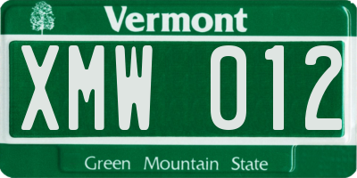 VT license plate XMW012
