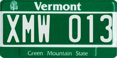 VT license plate XMW013