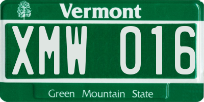 VT license plate XMW016