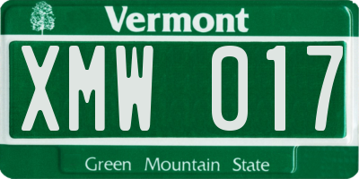 VT license plate XMW017