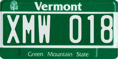 VT license plate XMW018